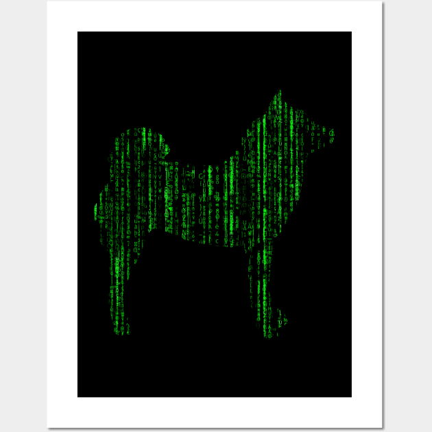 Lilly the Shiba Inu Silhouette - Matrix on Black Wall Art by shibalilly